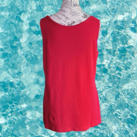 St. John's Bay US Red Flag Color Red Tank Top - Picture 12 of 16